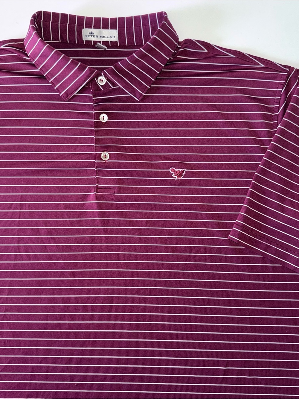 Peter Millar Polo Men's XL Burgundy Striped Performance Stretch